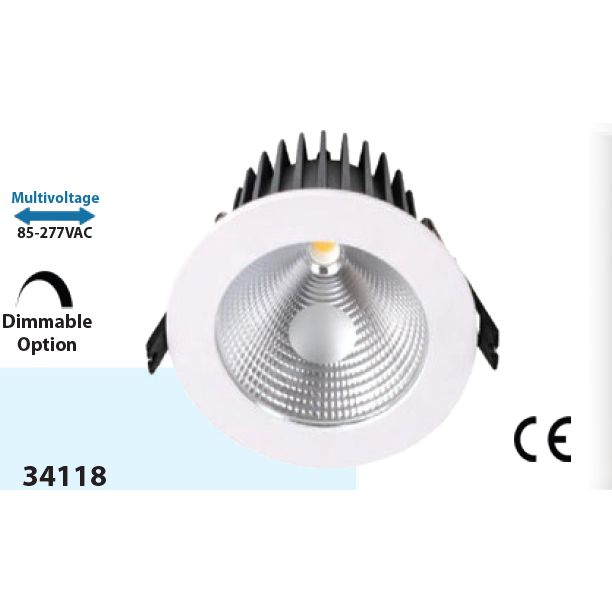 Mega LED - LED Downlight - 5W, LED Recessed Ceiling Light, Beam Angle 60°, 85-277V AC (34118)