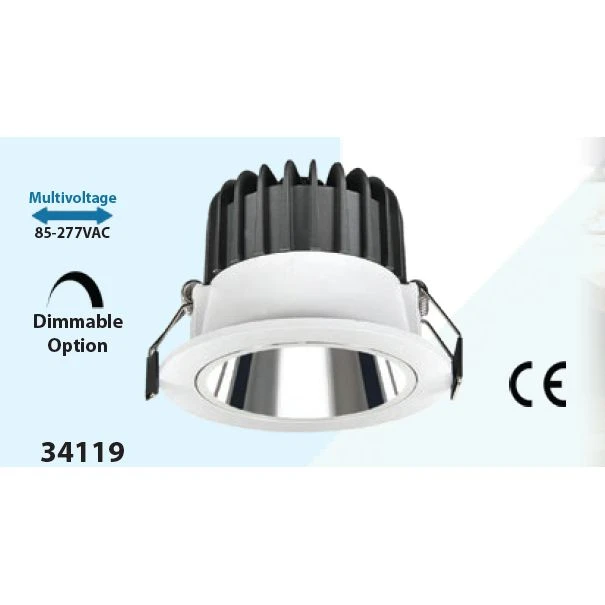 Mega LED - LED Downlight - 10W, LED Antiglare Recessed Ceiling Light, 2700K, Beam Angle 120º (34119)