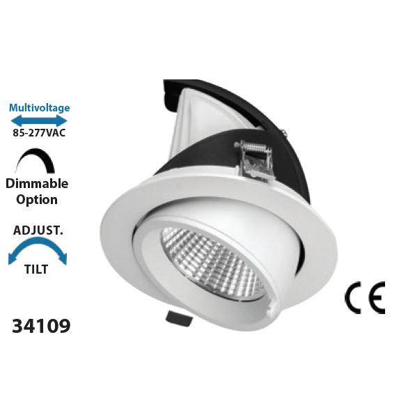Mega LED - LED Downlight - 40W, Recessed Ceiling Light, 2700K, 4500Lm, 85-277V AC (34109)