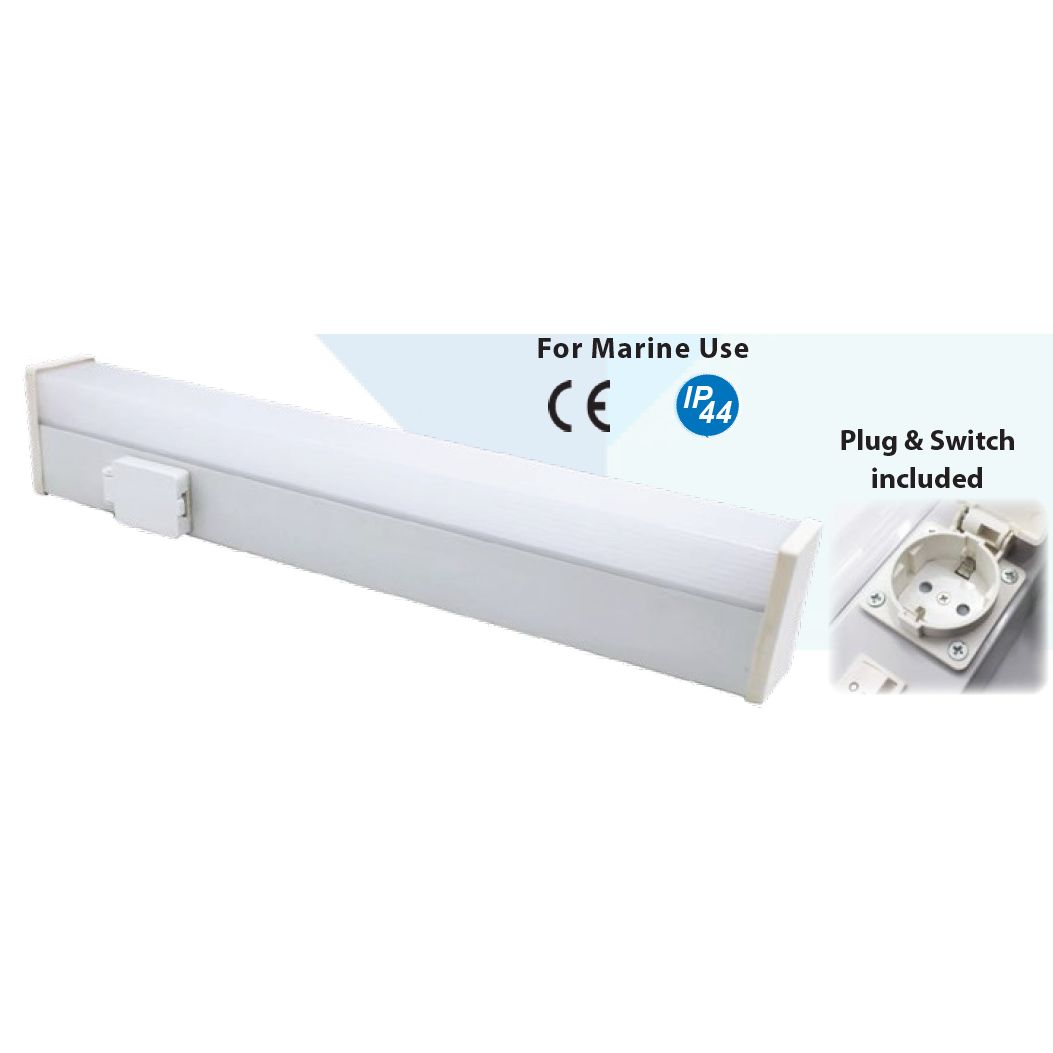Mega LED - LED Flat Linear Light - 410mm, 6W, Galvanized Steel Frame Coated White, 100-265V AC (33012)