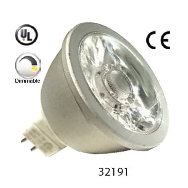 Mega LED - LED Replacement Bulb - MR16 Type, 7.0 Watt, 710 Lumens, 12V AC/DC, Beam Angle 15°, 3000K (32191)