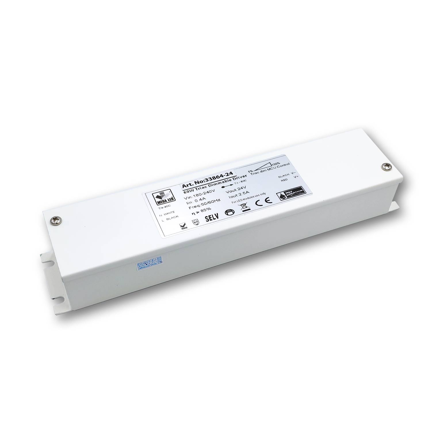 Mega LED - Special Power Driver - 180-240V AC, 24V DC, 2.50A/24V, 60W (33864-24)