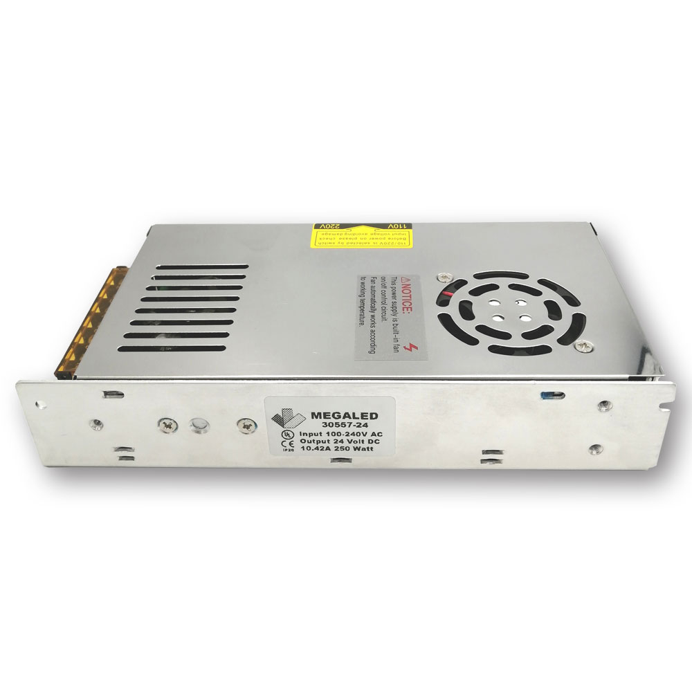 Mega LED - Driver Power Supply - 100-265V AC, 12V DC, 20.8A/10.4A, 250W (30557-12)
