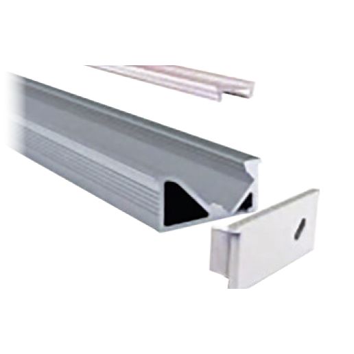 Mega LED - Aluminum Profile - Slim Recessed, Angled Lighting Effect For Special Applications, Length 1 Meter (32750)