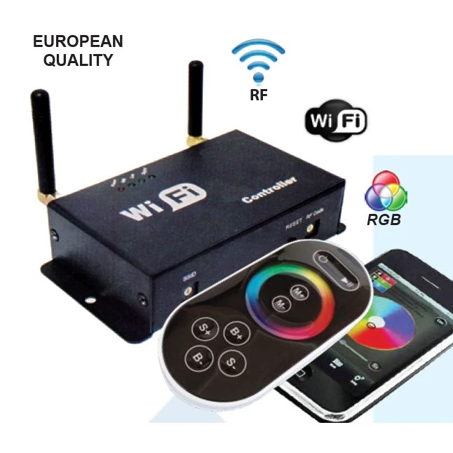 Mega LED - WI-FI RF Dimmer Controller - WI-FI & RF RGB Controller, Voltage 12-24V, 3 Channels (30908)