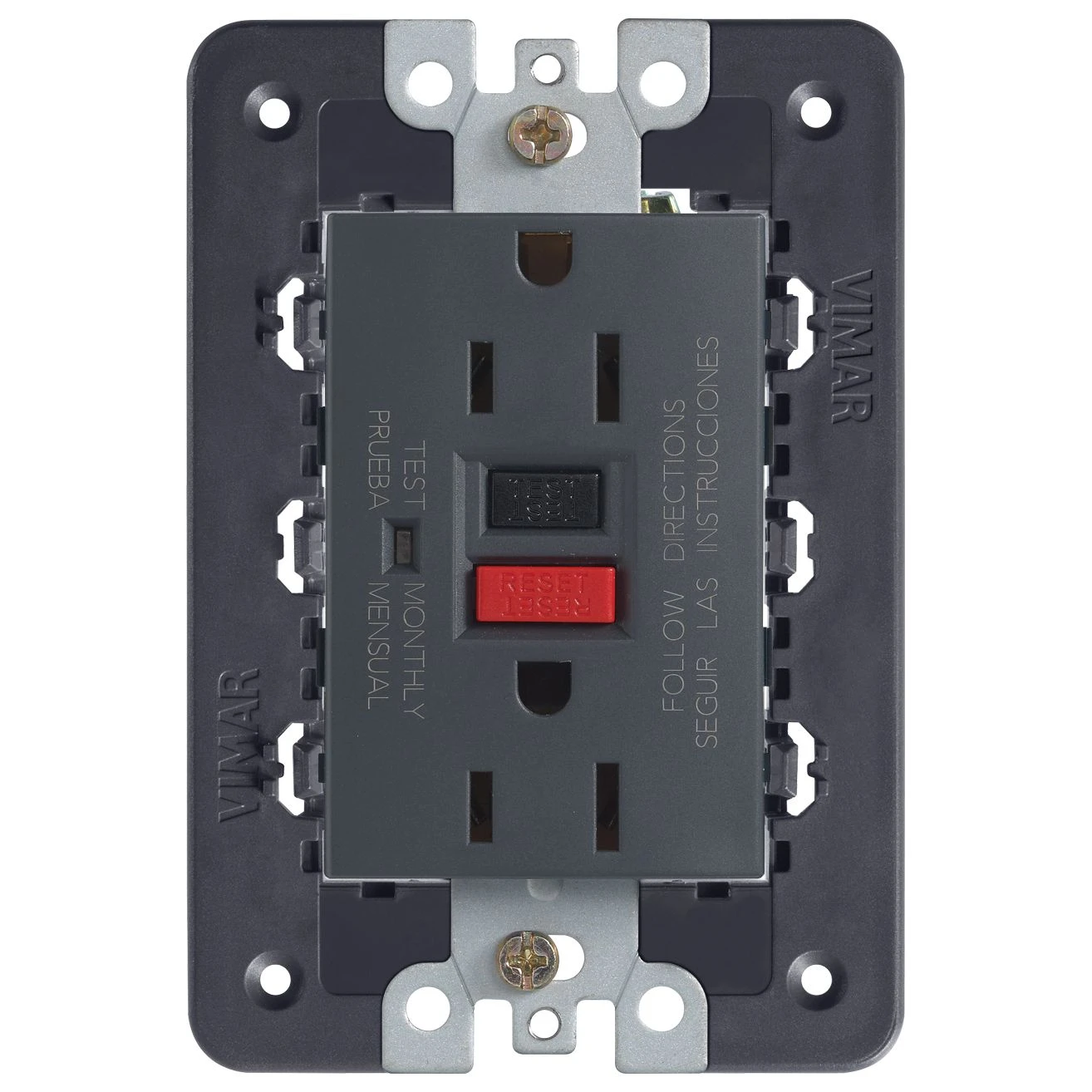 Vimar Idea USA GFCI Duplex Socket Outlet, 15A 125V, IP20