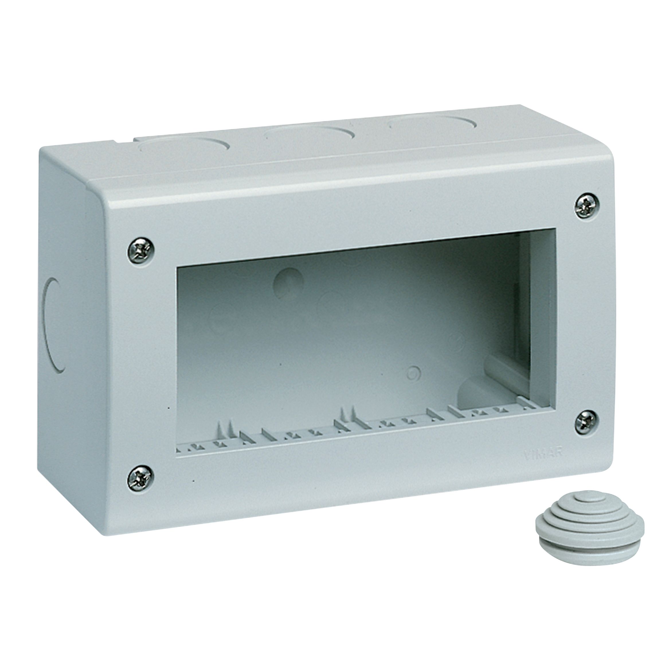 Vimar Idea/8000 Surface-Mount Enclosure, 4-Module, IP40, RAL 7035 Grey