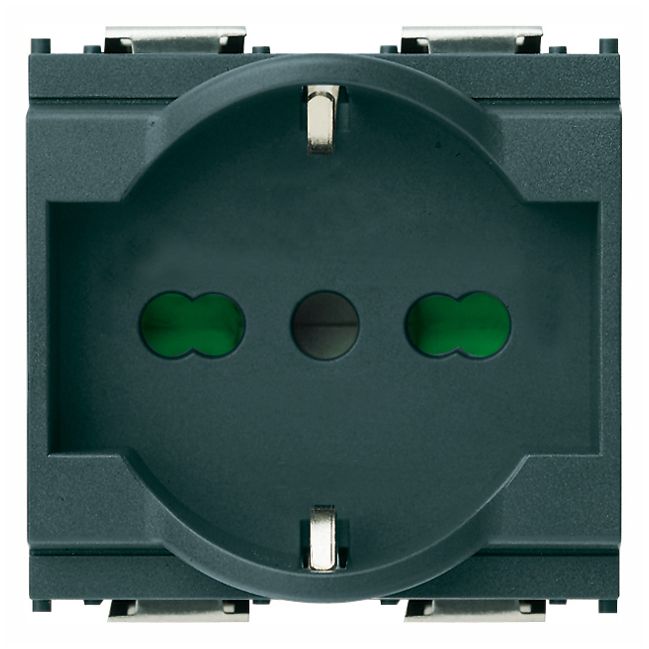 Vimar Idea SICURY Universal Socket Outlet, 2P+E, 16A, 250V, P40 Italian Standard, 2 Modules, IP20