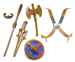 RAN - Royal Ruler VINTAGE Chest Harness Armor, Staff, Crown, Sword, Axe & Shield Set Custom Repro