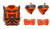 FAK - Evil Robot Verse Battle Armor Set, Shoulder Pauldrons & Axe in Orange Custom Repro PRESALE