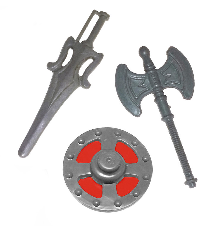 HEM - Most Powerful Hero VINTAGE Accessory Set Sword, Axe, Shield Custom Repro