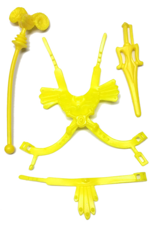 ARG - Argentor  VINTAGE Yellow Accessories Set Chest Harness Armor, Belt, Staff, Sword Custom Repro