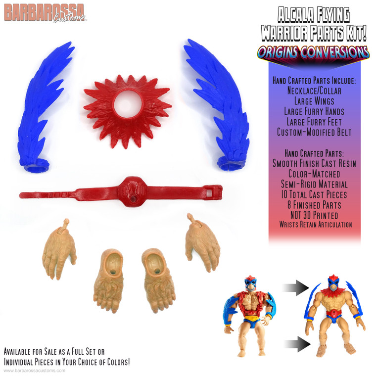 STR- Flying Warrior ORIGINS COMPATIBLE ALCALA 1ST MINI COMIC CONVERSION SET with Collar/Necklace, Belt, Large Wings, Oversized Furry-Clawed Feet & Hands (w/wrist articulation)