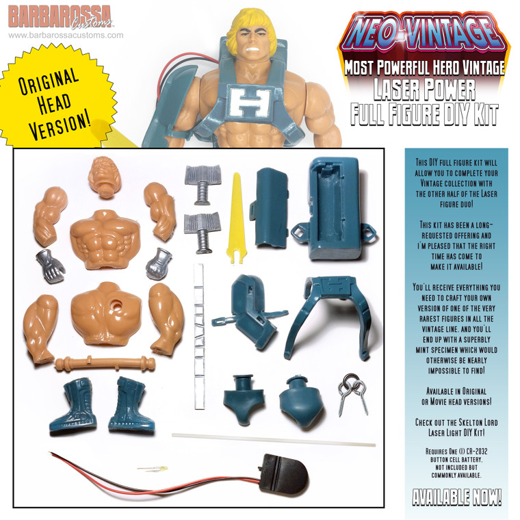 HEM - Most Powerful Hero VINTAGE Laser Power Original Head Loose Figure w/Mods DIY Kit Custom Repro