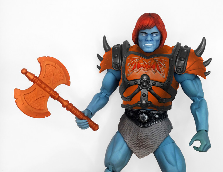 FAK - Evil Robot Verse Battle Armor Set, Shoulder Pauldrons & Axe in Orange Custom Repro PRESALE