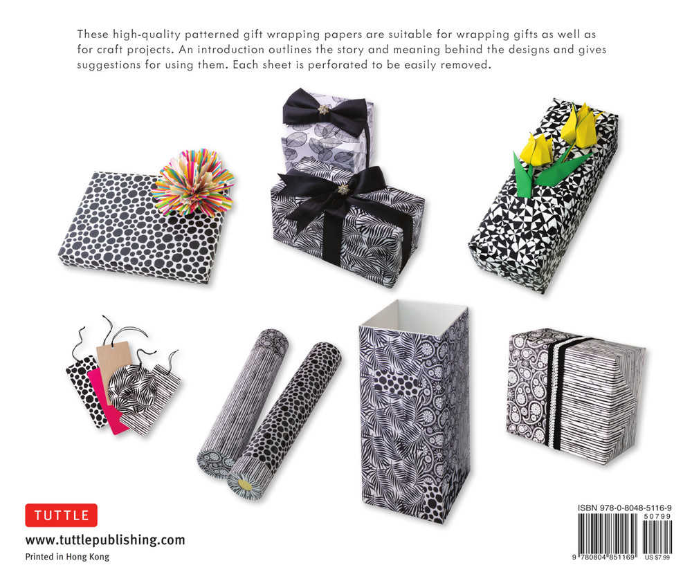 Black & White Gift Wrapping Papers 6 sheets Tuttle Publishing