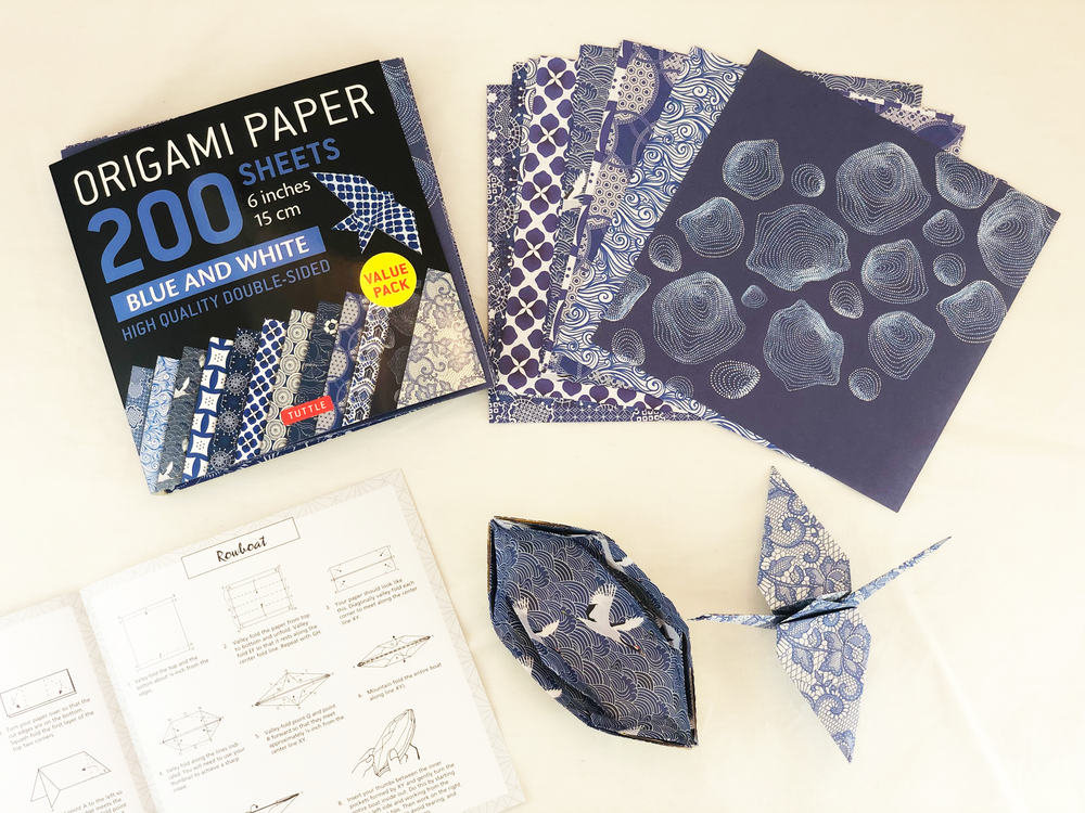 Origami Paper 200 sheets Blue and White Patterns 6" (15 cm) (9780804852371)