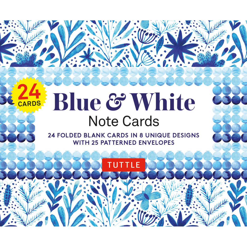 Blue & White Note Cards, 24 Blank Cards (9780804854283)