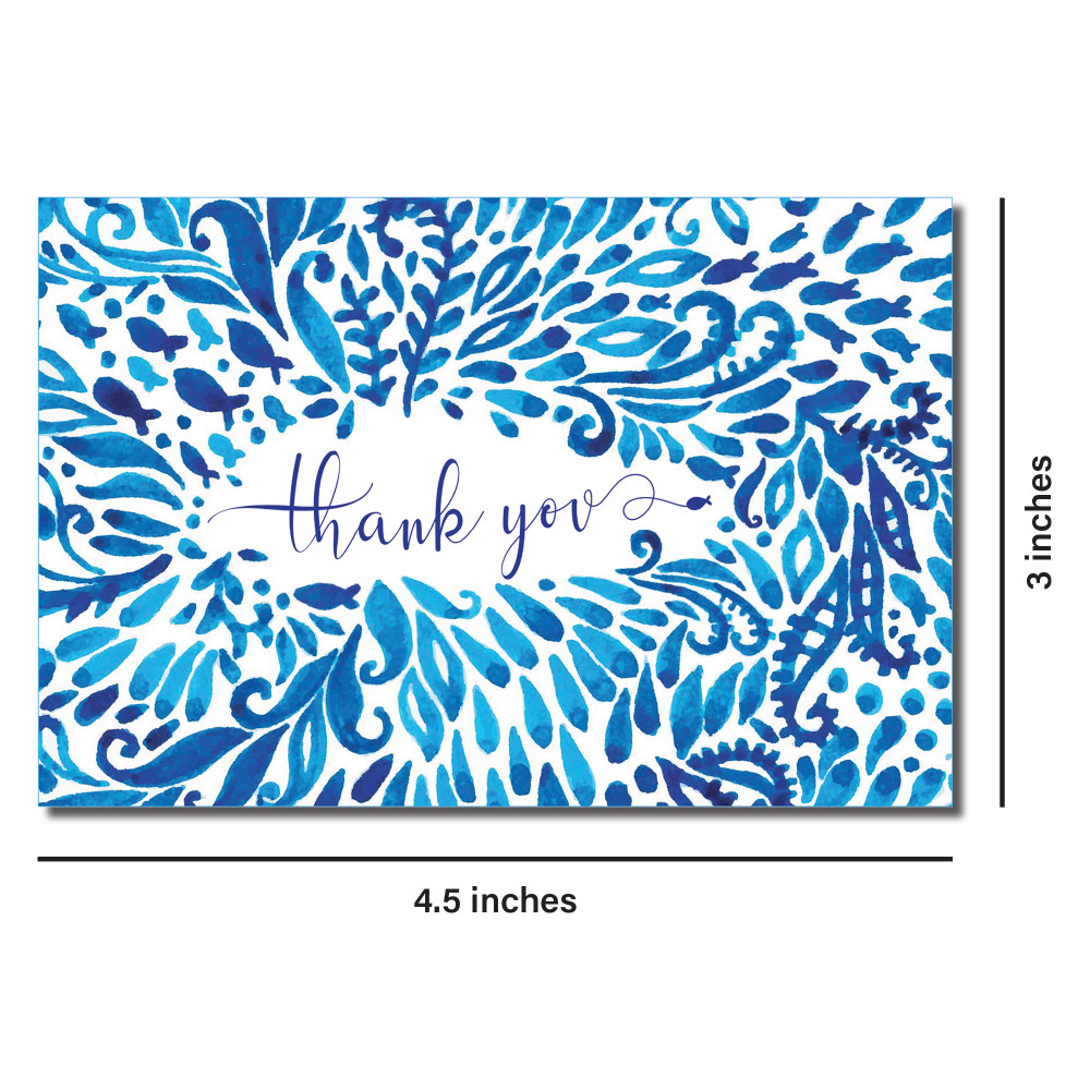 Juvale Blue Striped Thank You Cards - Pack Of 12 With Envelopes