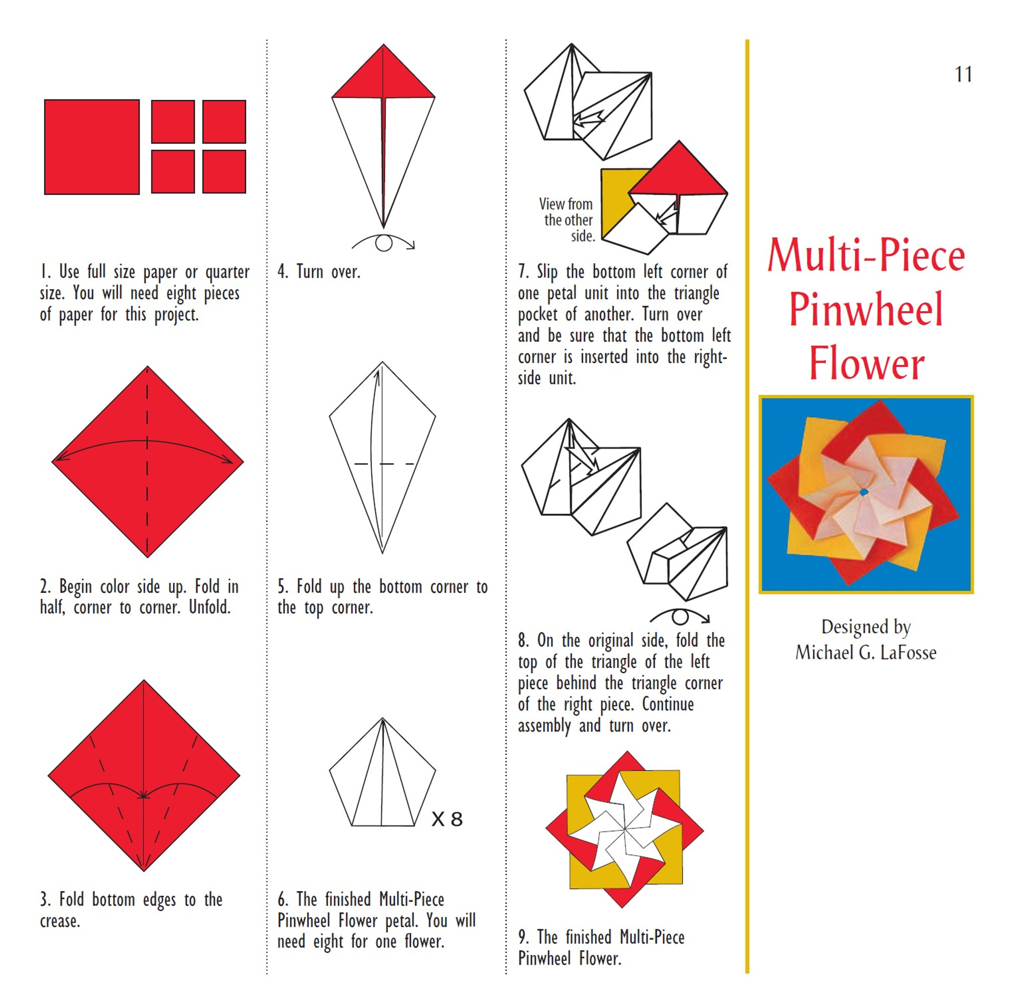 Flower Origami Kit, Easy Instructions