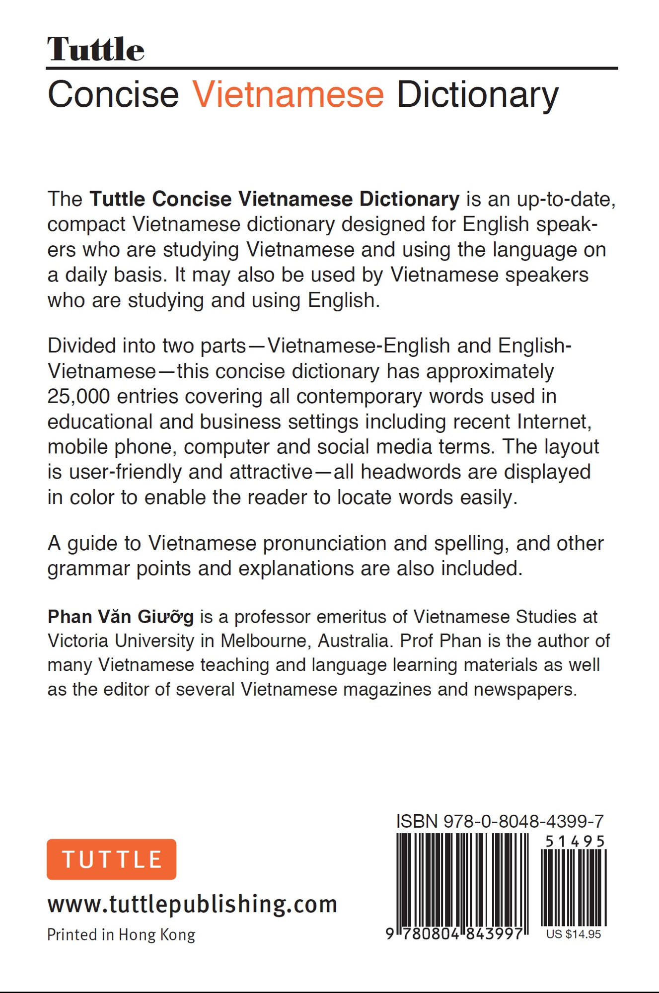 Tuttle Concise Vietnamese Dictionary9780804843997 Tuttle Publishing