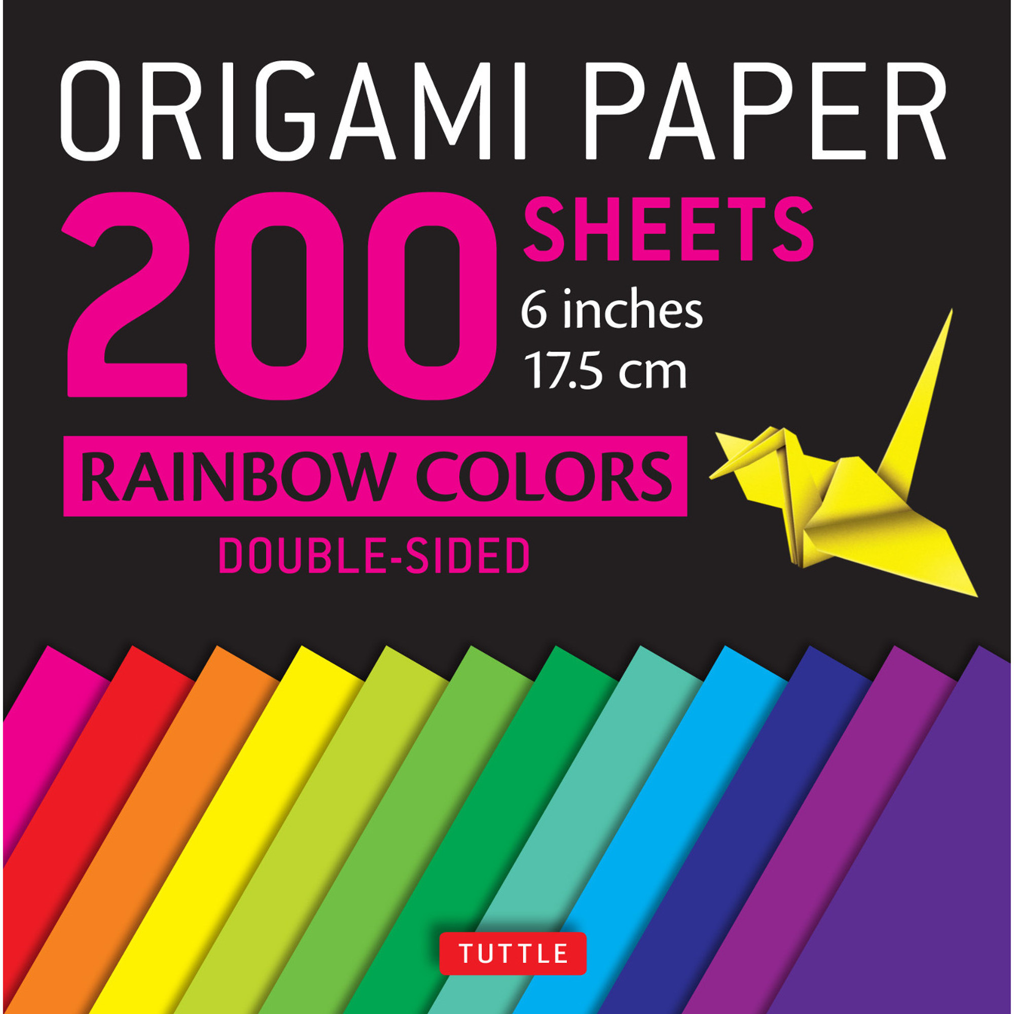 Iooleem Origami Paper, 200 Sheets, Fluo Pink Origami Papers, 6 inch Square, Double Sided Colored Paper.