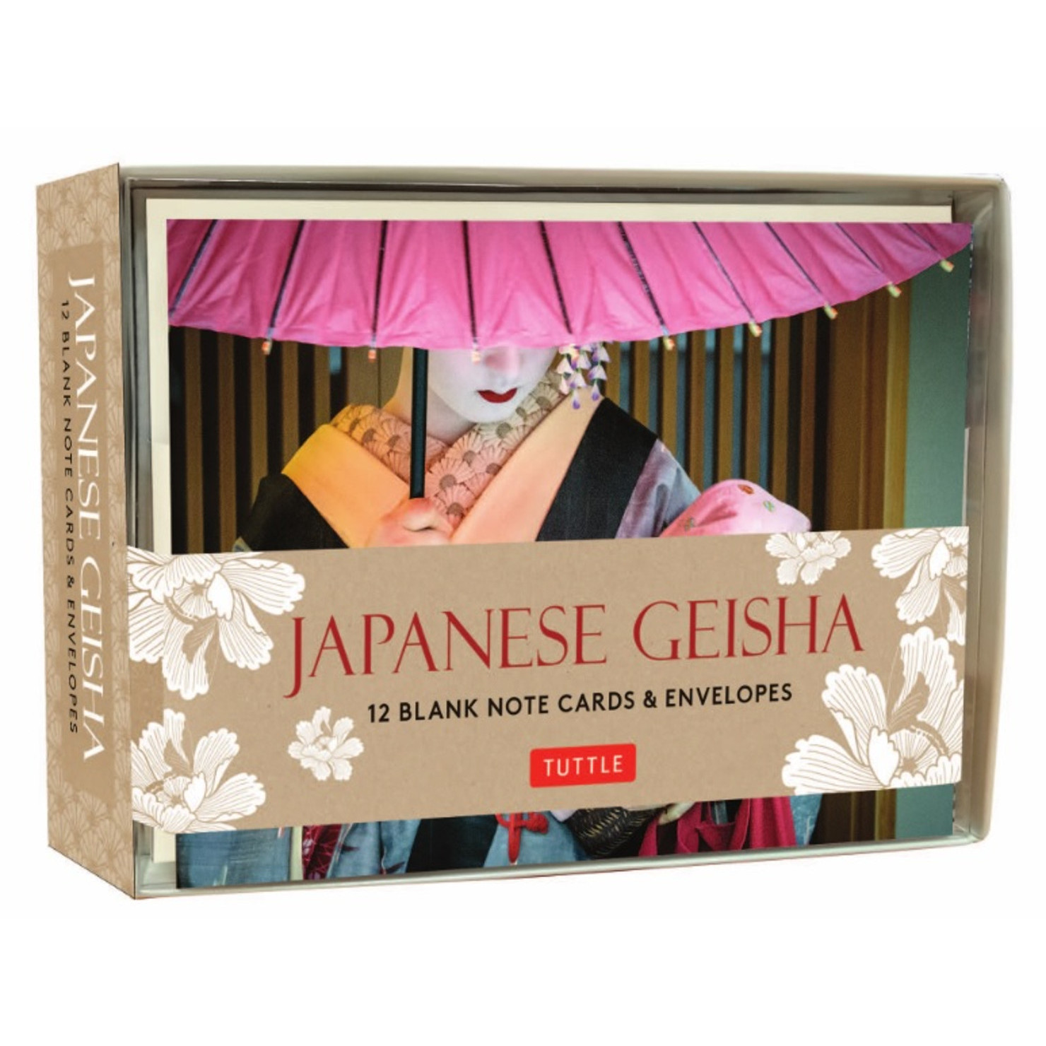 Japanese Rice Paper Two-Fold Wallet - Geisha With Book And Bonsai Design (Made In Japan)