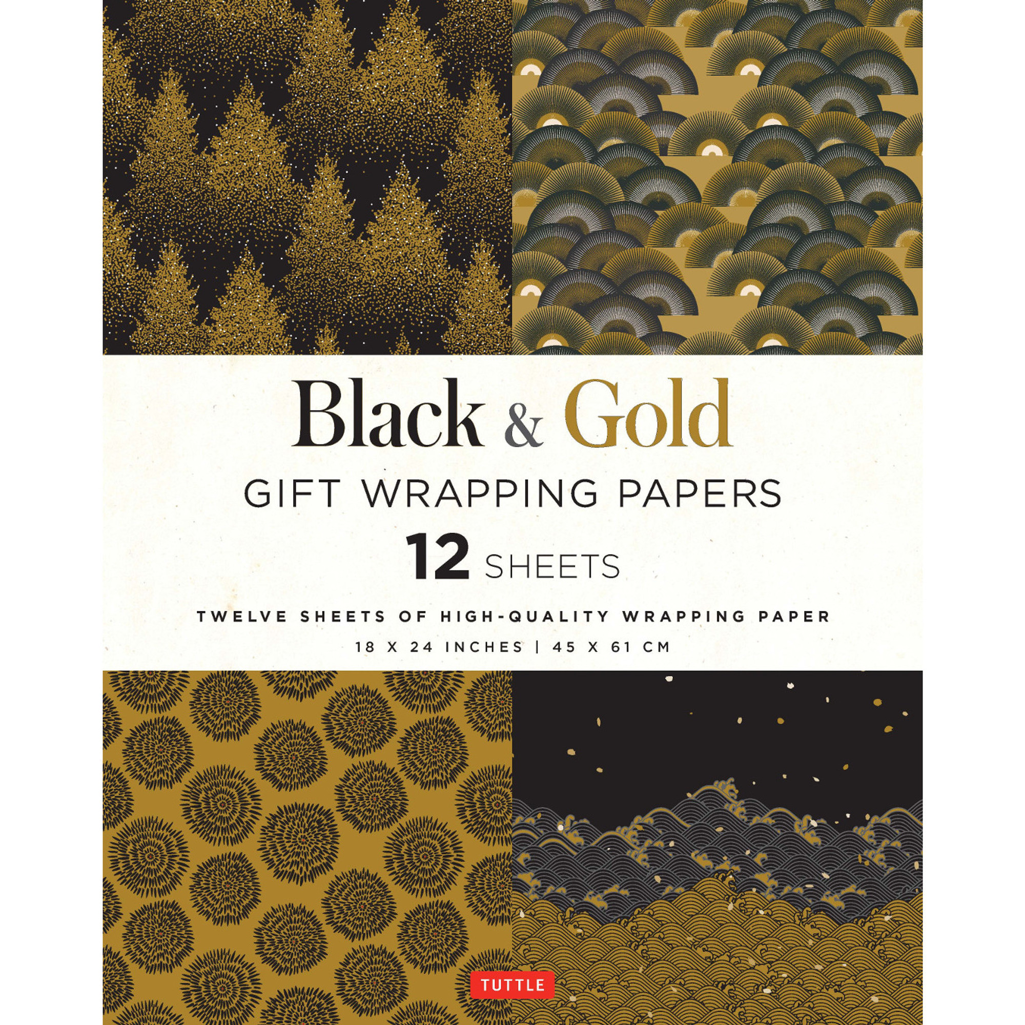 Black & Gold Gift Wrapping Papers - 12 Sheets (9780804852104)