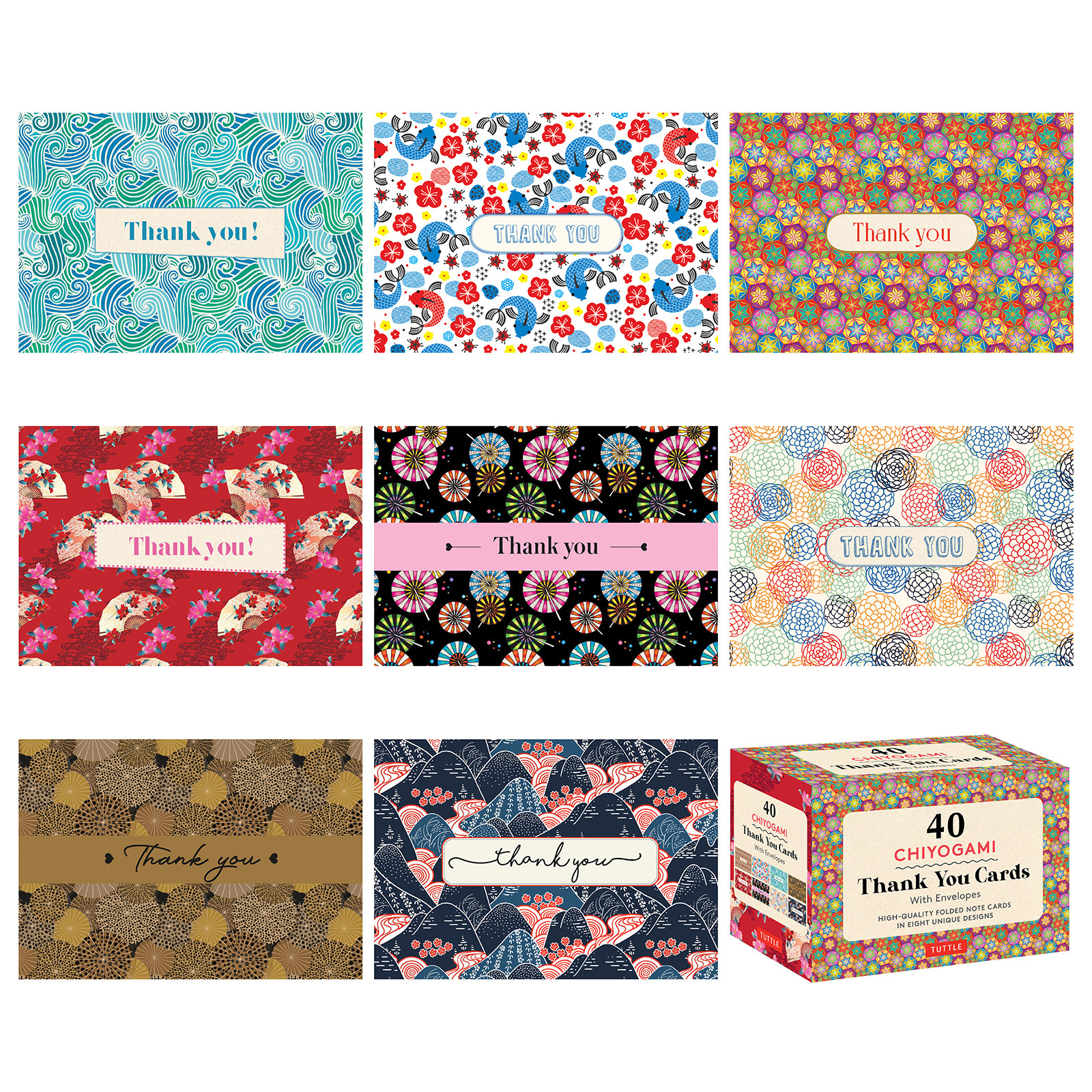 Chiyogami, 40 Thank You Cards with Envelopes (9780804854337