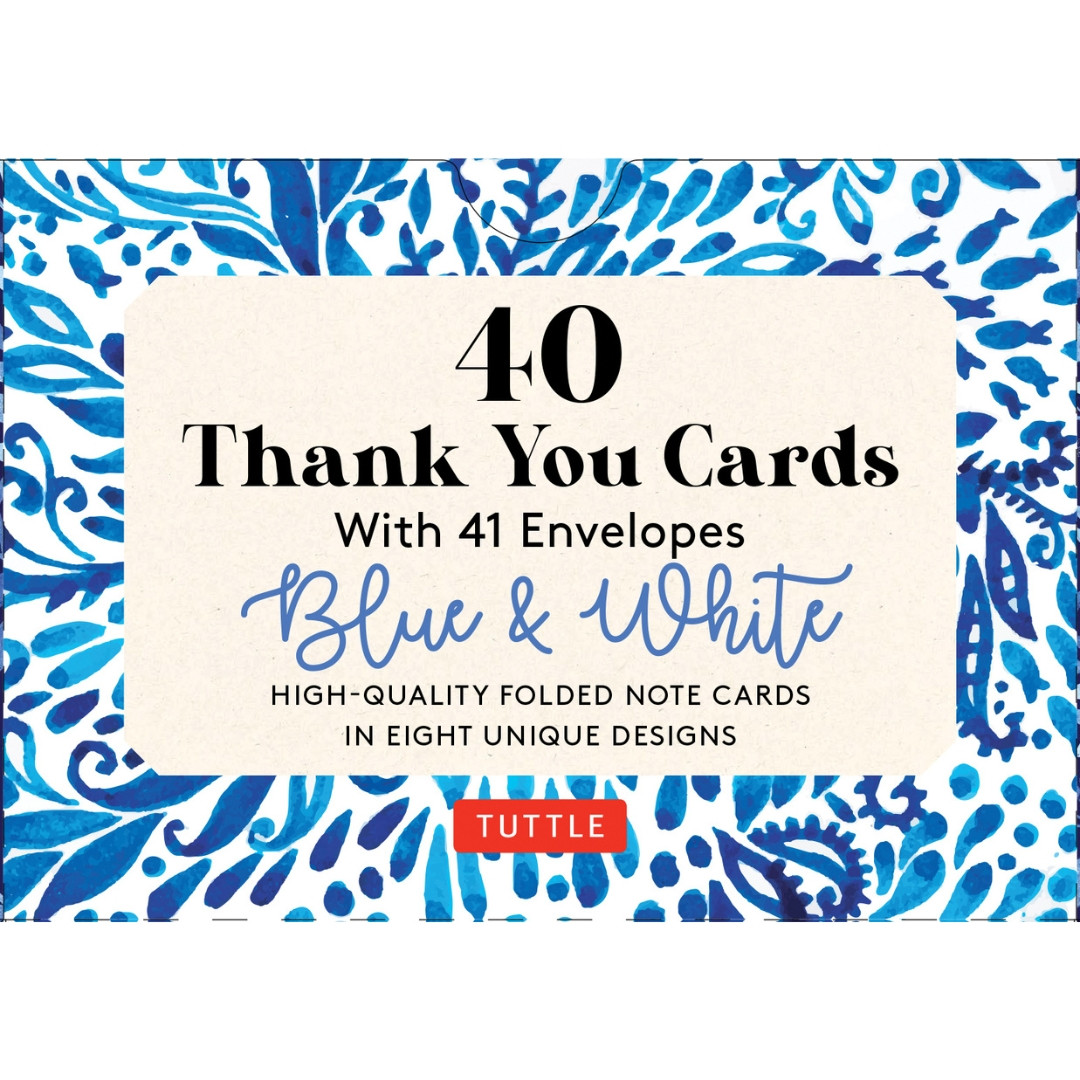 Blue & White, 40 Thank You Cards with Envelopes (9780804854863