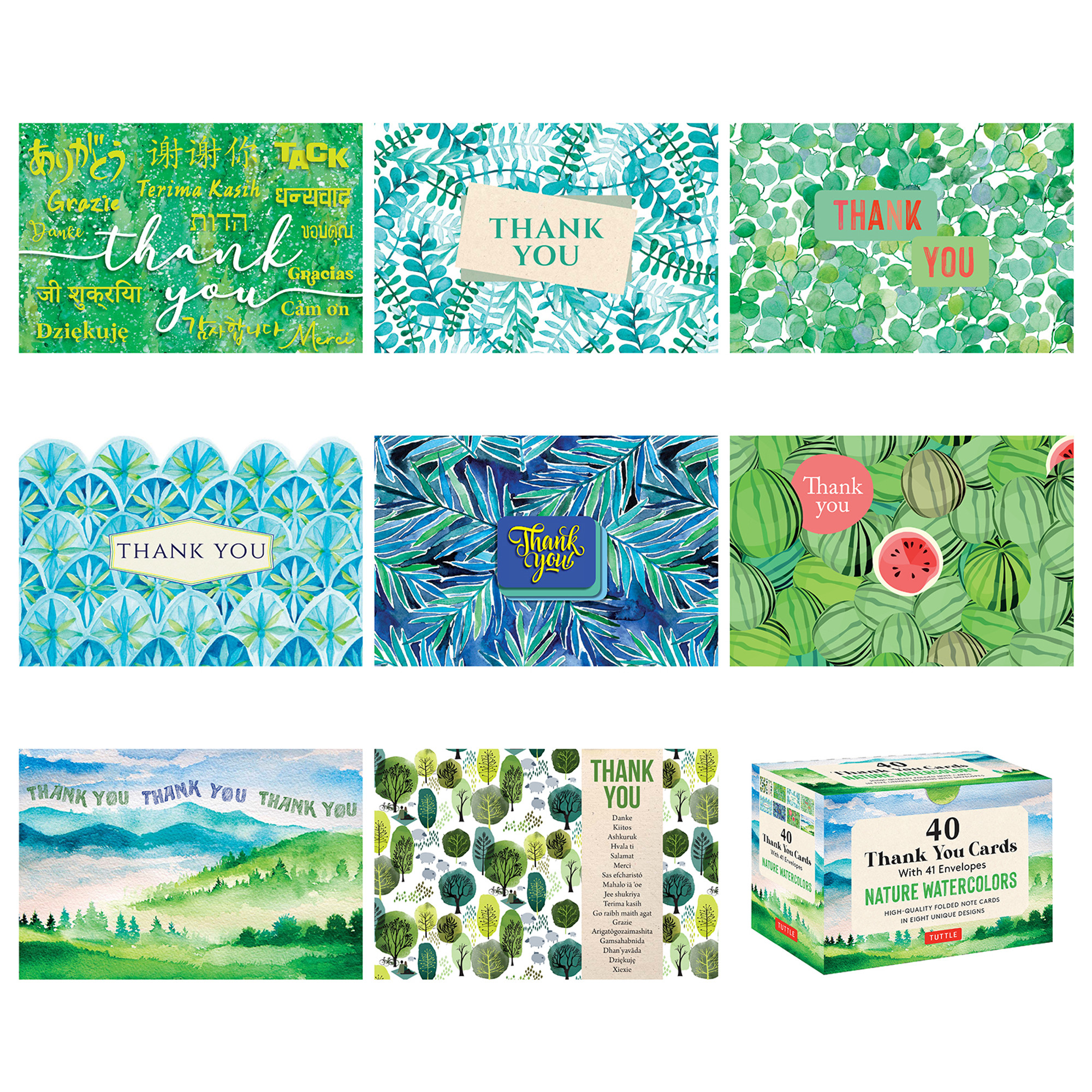 Nature Watercolors, 40 Thank You Cards with Envelopes (9780804854856) -  Tuttle Publishing