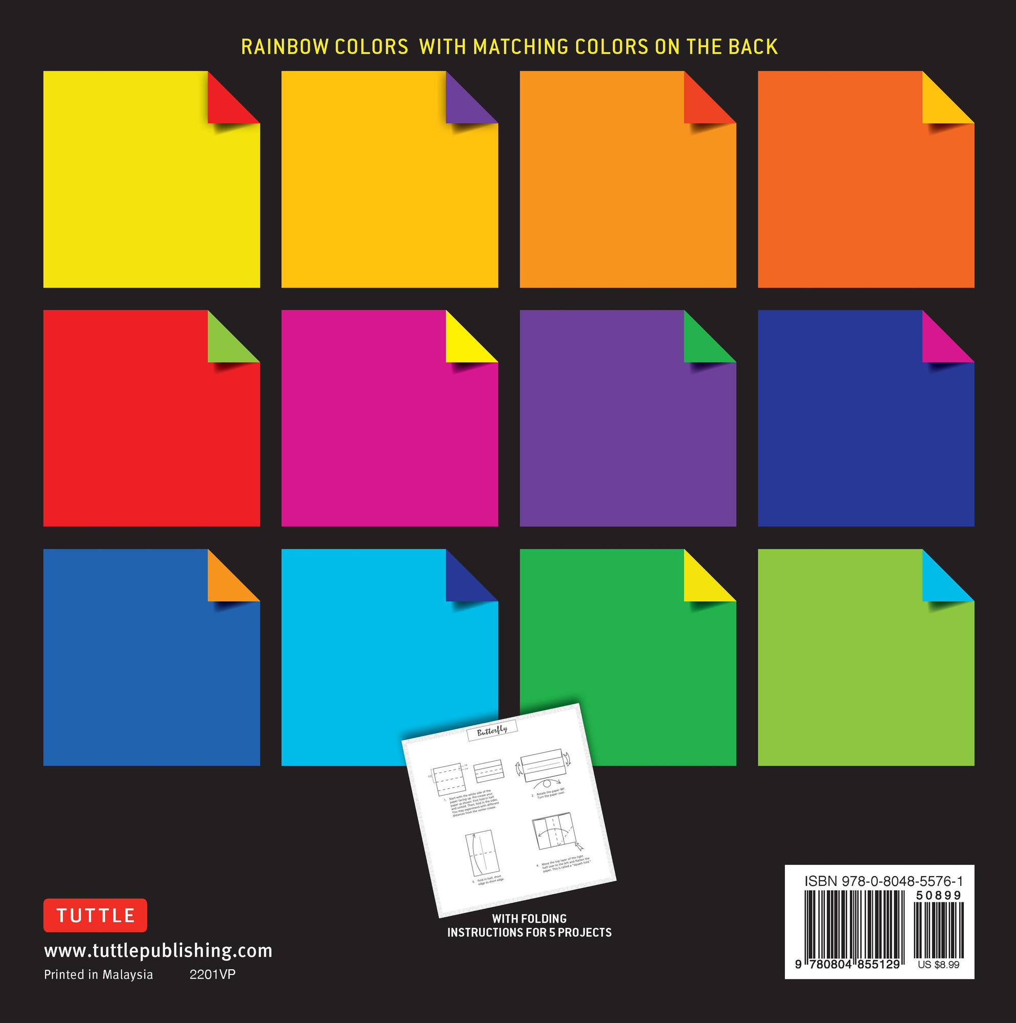 Origami Paper 100 sheets Rainbow Colors 8 1/4