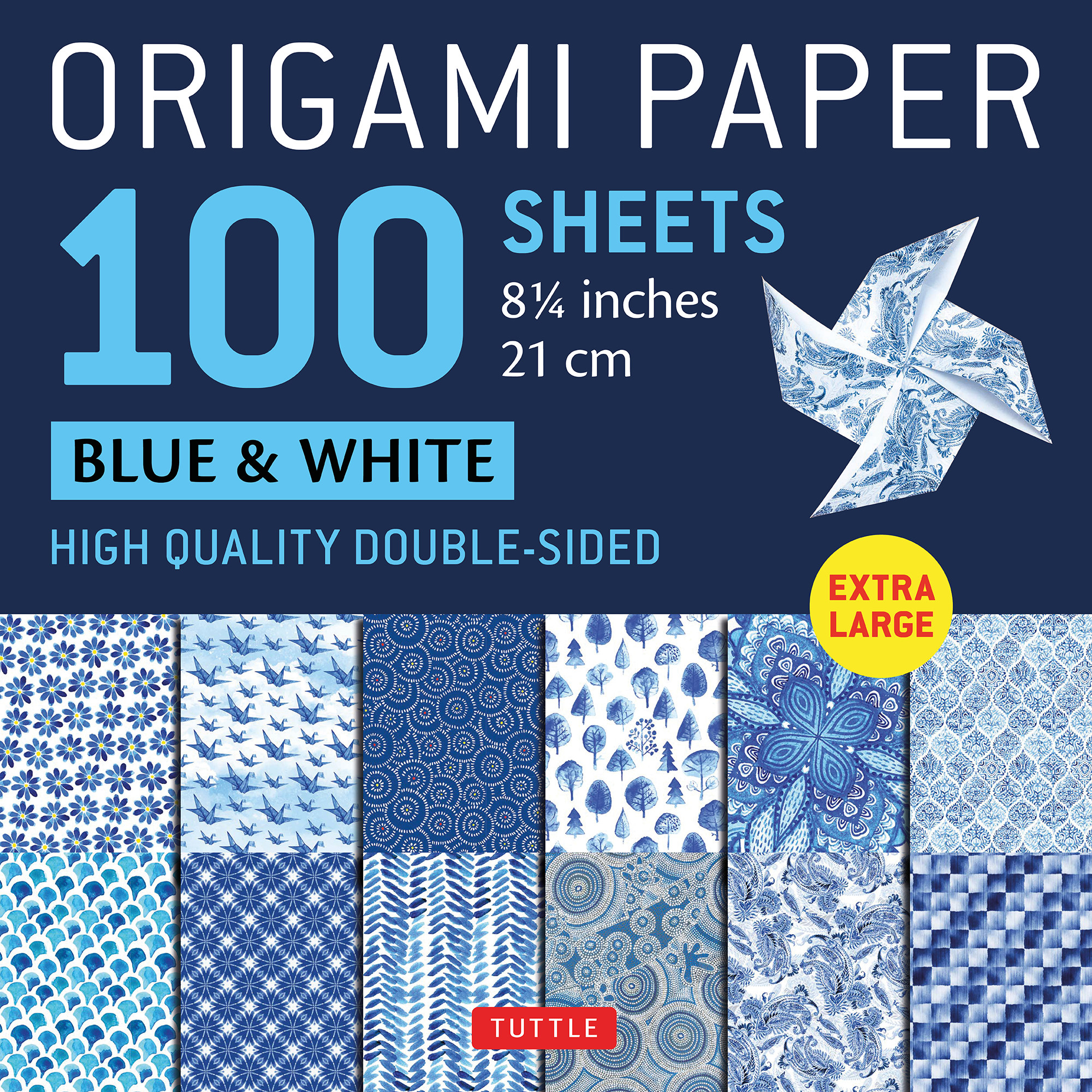 Origami Paper 100 sheets Blue & White 8 1/4