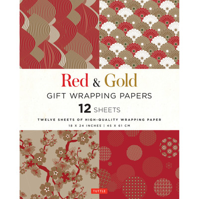 Red & Gold Gift Wrapping Papers - 12 Sheets (9780804851626)