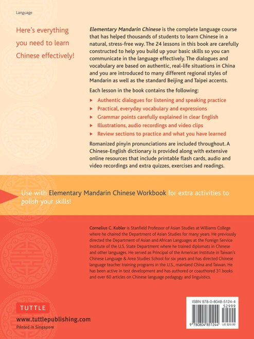 Elementary Mandarin Chinese Textbook (9780804851244)