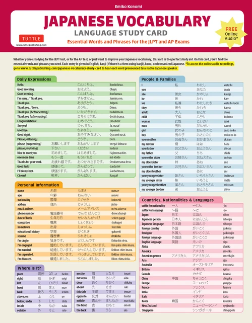 Japanese Vocabulary Language Study Card (9784805316115)