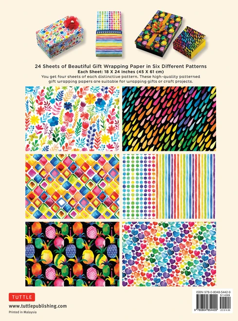 Rainbow Watercolors Gift Wrapping Paper - 24 sheets (9780804854429)