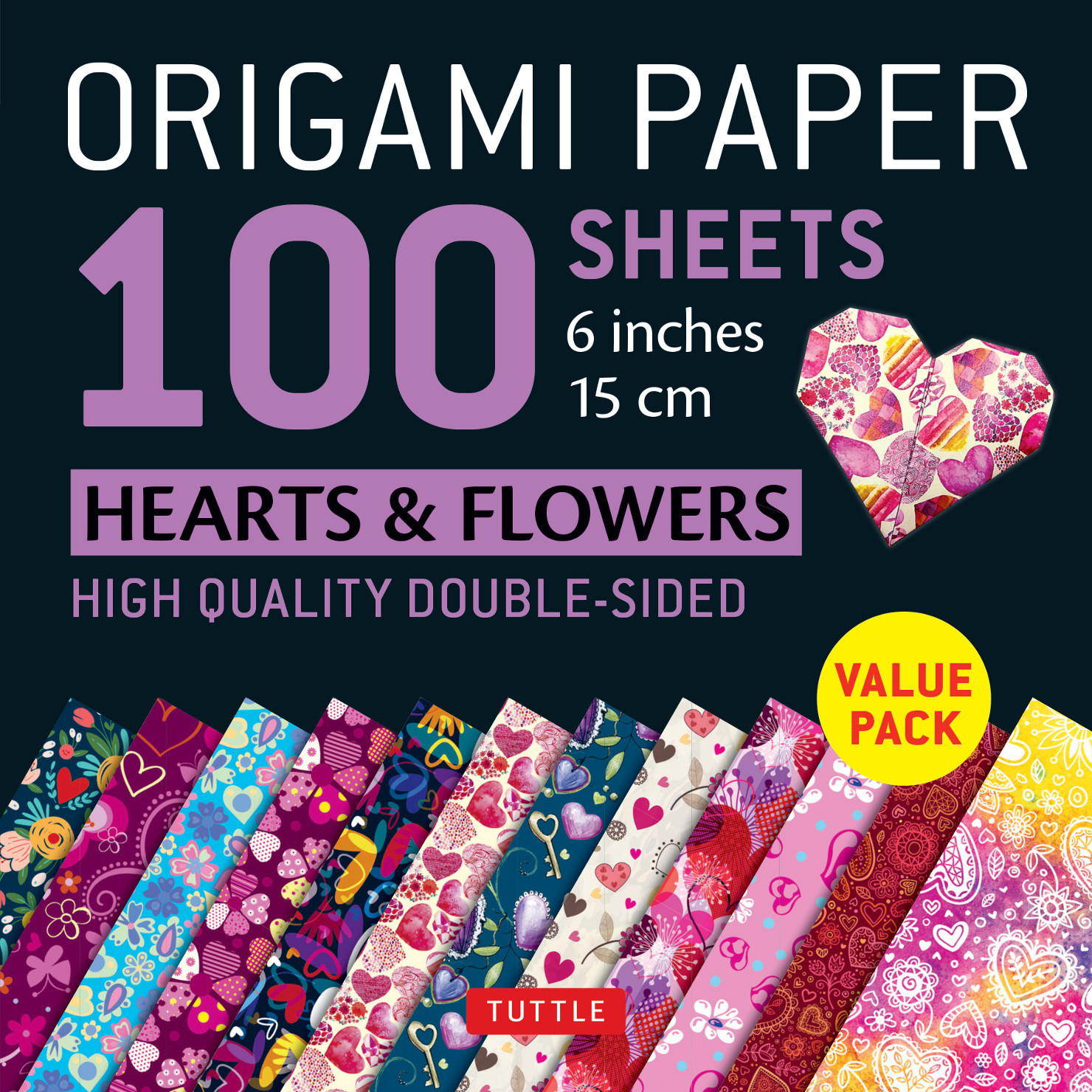 Origami Paper 100 sheets Hearts Flowers 6