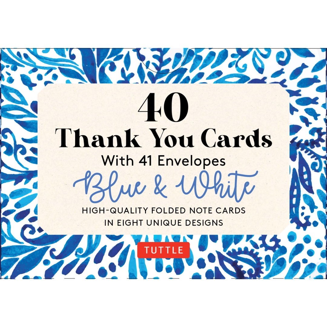 Blue & White, 40 Thank You Cards with Envelopes (9780804854863
