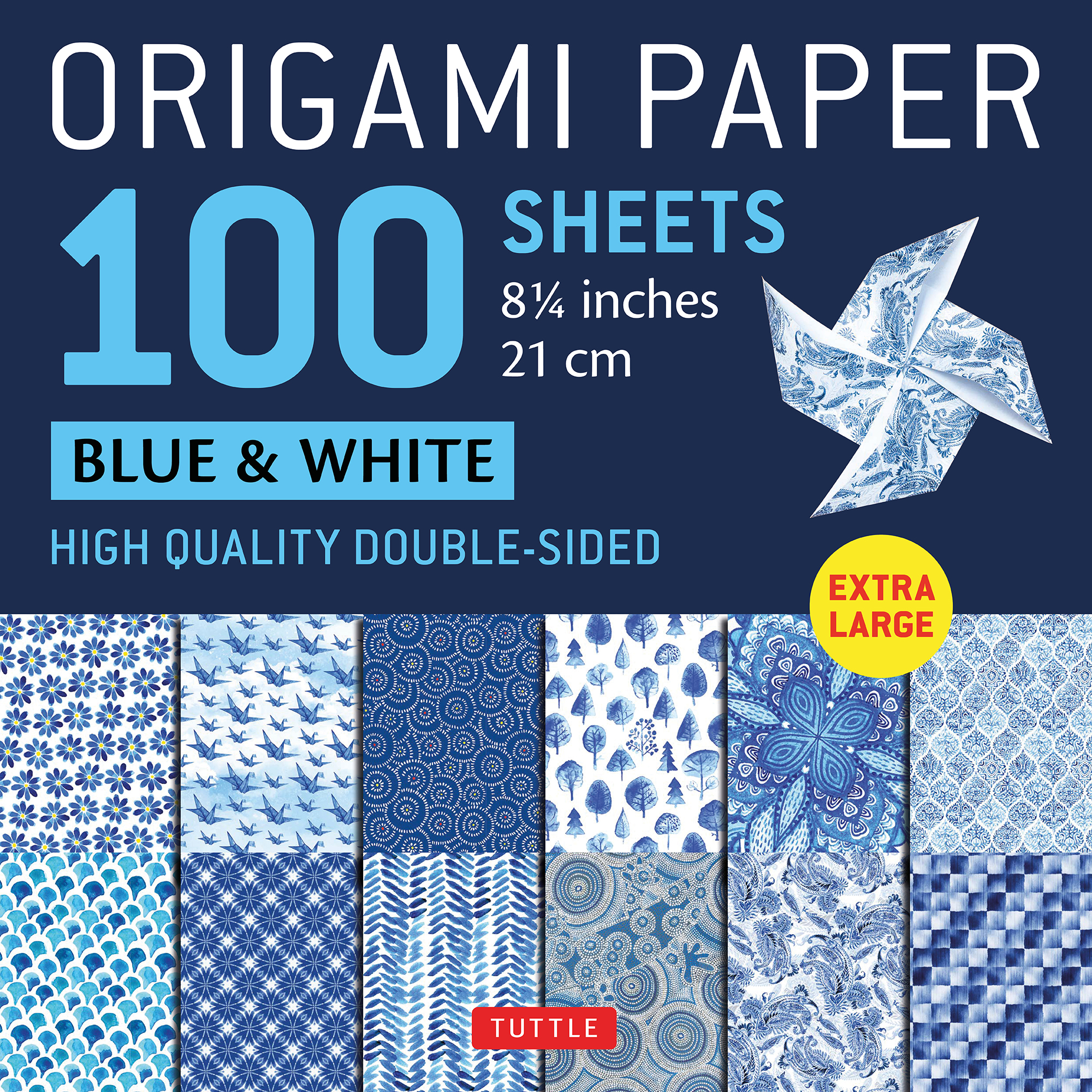 Origami Paper 100 sheets Blue & White 8 1/4