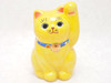 Kutani yaki porcelain Maneki neko Japanese Lucky cat 4.5inch Yellow glaze Japan