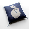 Linen Zabuton Cushion Handcraft Niigata 42x45cm Usagi Rabbit Ai Indigo