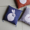 Linen Zabuton Cushion Handcraft Niigata 42x45cm Usagi Rabbit Ai Indigo
