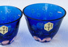 Guinomi Ochoko Edo Kiriko glass Japanese Sake cup Sakura pattern Blue set of 2