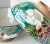 Pair Gohan Chawan Kutani yaki Japanese Rice bowl Green Sazanka Camellia Japan