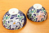 Pair Gohan Chawan Kutani yaki Japanese Rice bowl Bizan Purple Clematis Japan