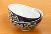 Pair Gohan Chawan Kutani yaki Japanese Rice bowl Bizan Purple Clematis Japan