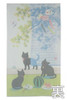 Noren Japanese hanging curtain Neko Cat Summer Melon 150x85cm from japan