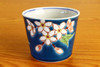 Sobachoko Kutani yaki porcelain Japanese Soup Sake cup Seiko Cherry Blossom Blue