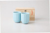 Pair Yunomi Japanese tea cup set Celadon Blue Mino yaki ware Kiku sharp Japan